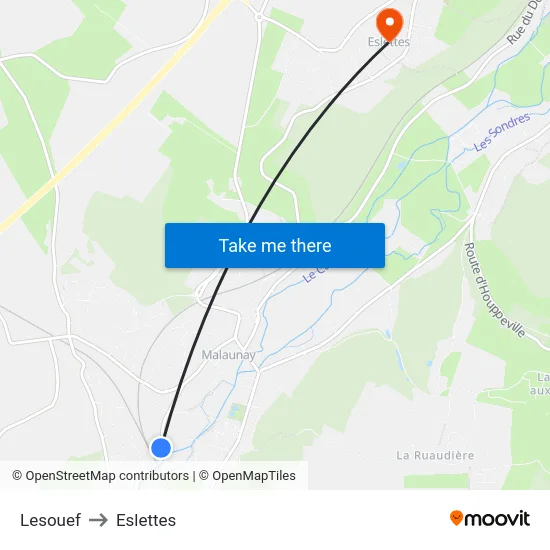Lesouef to Eslettes map