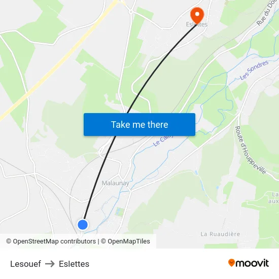 Lesouef to Eslettes map