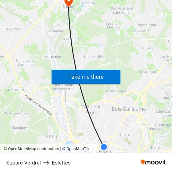 Square Verdrel to Eslettes map