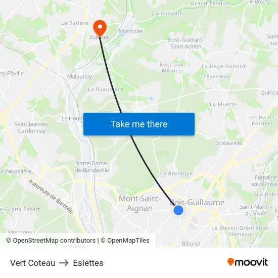Vert Coteau to Eslettes map