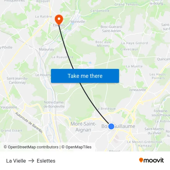 La Vielle to Eslettes map