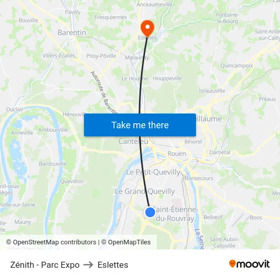 Zénith - Parc Expo to Eslettes map