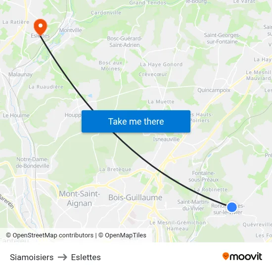 Siamoisiers to Eslettes map