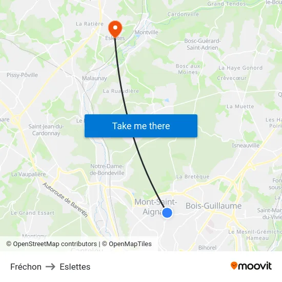 Fréchon to Eslettes map