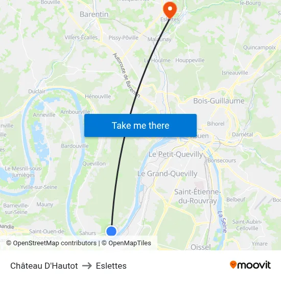 Château D'Hautot to Eslettes map