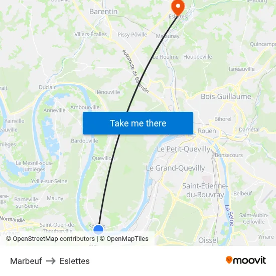 Marbeuf to Eslettes map