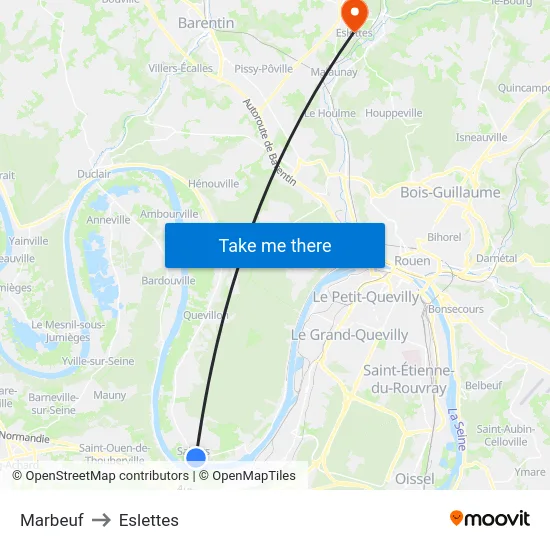 Marbeuf to Eslettes map