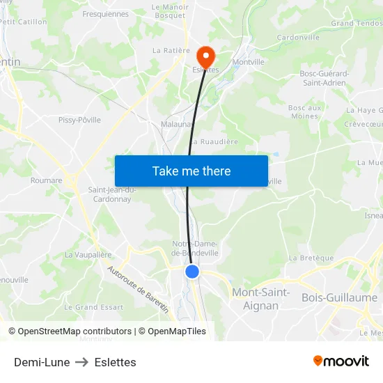 Demi-Lune to Eslettes map