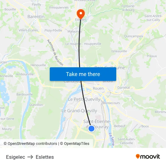 Esigelec to Eslettes map