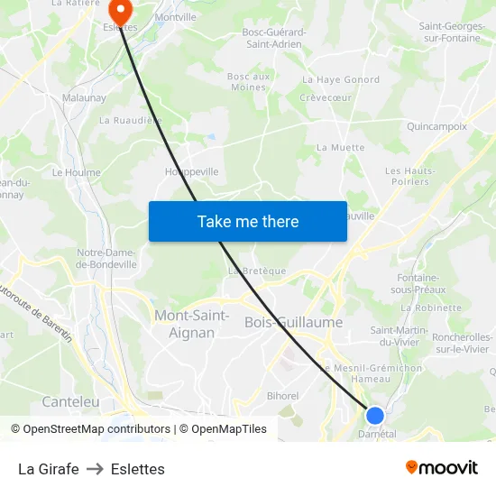 La Girafe to Eslettes map