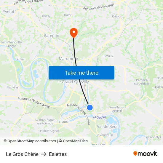 Le Gros Chêne to Eslettes map