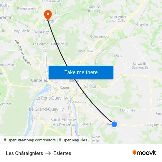 Les Châtaigniers to Eslettes map