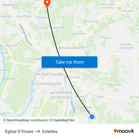 Église D'Ymare to Eslettes map