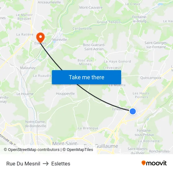 Rue Du Mesnil to Eslettes map