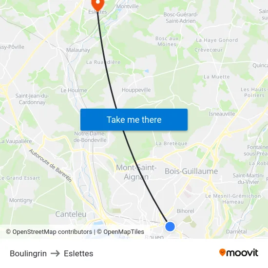 Boulingrin to Eslettes map