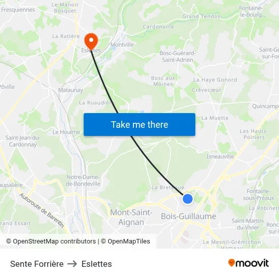 Sente Forrière to Eslettes map