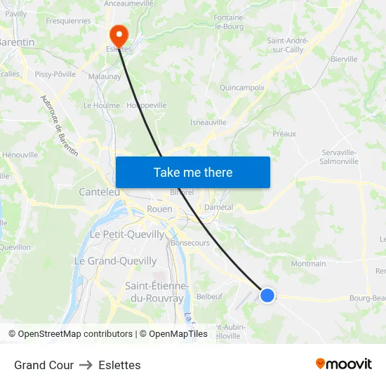 Grand Cour to Eslettes map
