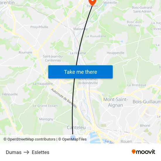 Dumas to Eslettes map