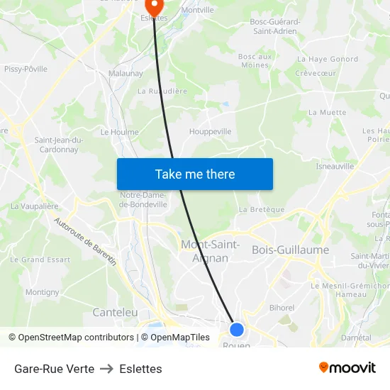 Gare-Rue Verte to Eslettes map