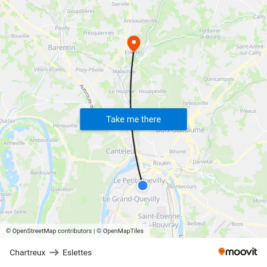 Chartreux to Eslettes map
