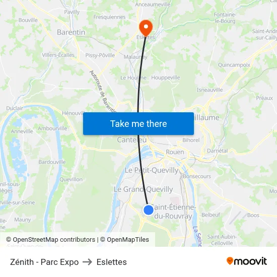 Zénith - Parc Expo to Eslettes map