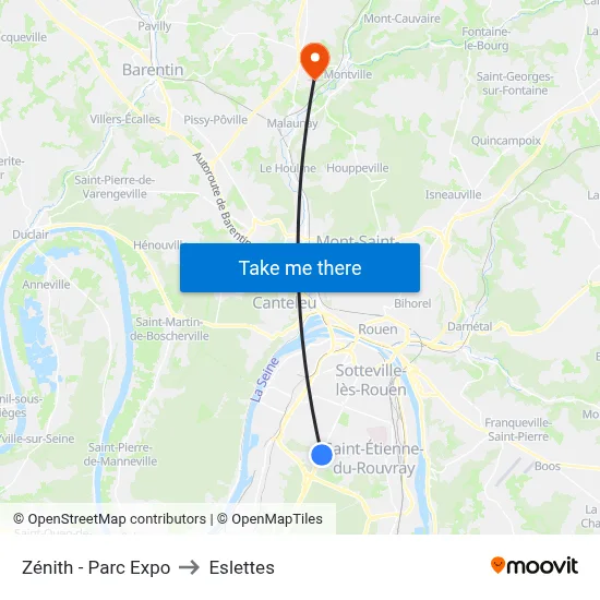 Zénith - Parc Expo to Eslettes map