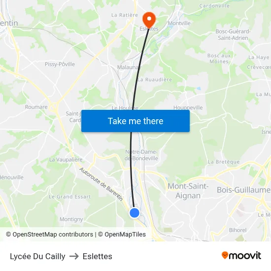 Lycée Du Cailly to Eslettes map