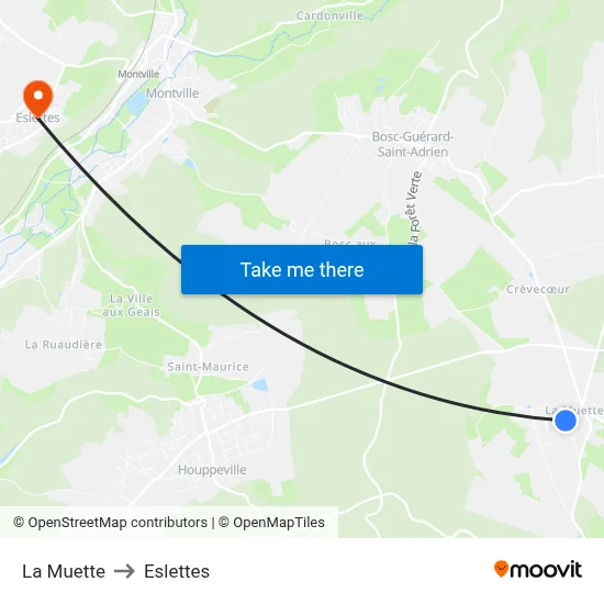 La Muette to Eslettes map