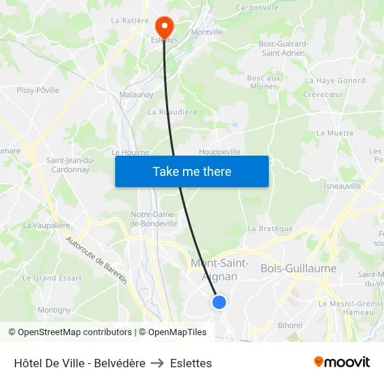 Hôtel De Ville - Belvédère to Eslettes map