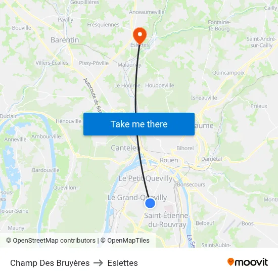 Champ Des Bruyères to Eslettes map