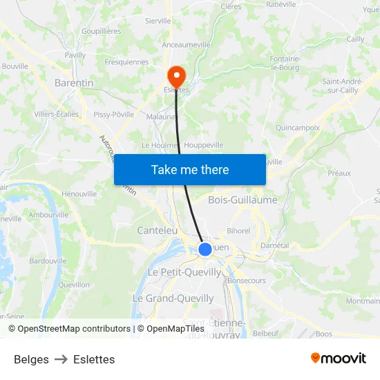 Belges to Eslettes map