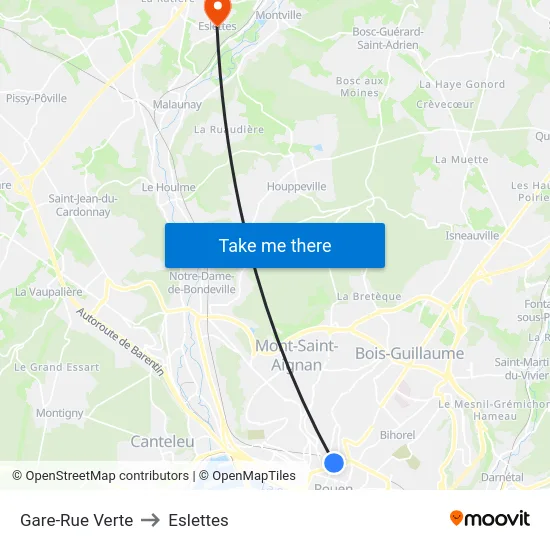 Gare-Rue Verte to Eslettes map