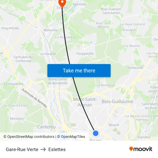 Gare-Rue Verte to Eslettes map