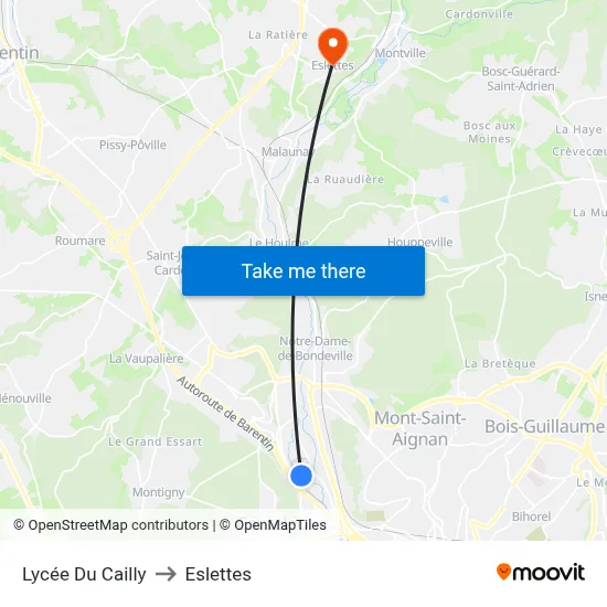 Lycée Du Cailly to Eslettes map
