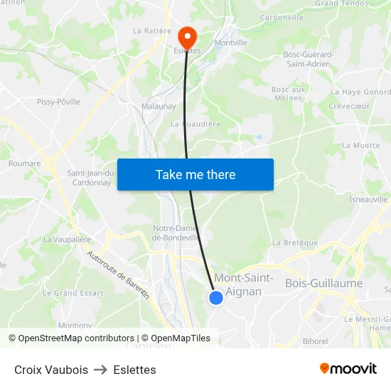 Croix Vaubois to Eslettes map