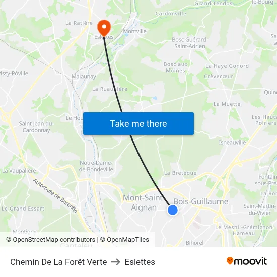 Chemin De La Forêt Verte to Eslettes map