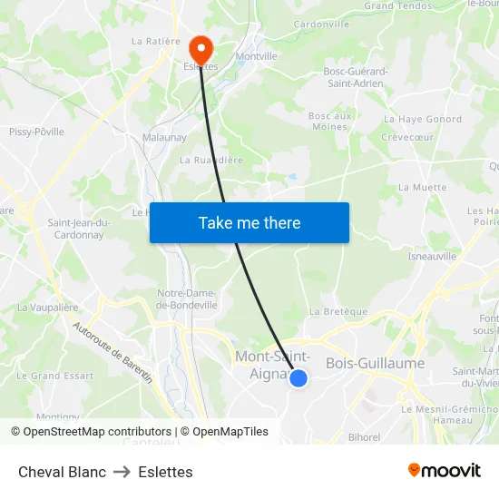 Cheval Blanc to Eslettes map