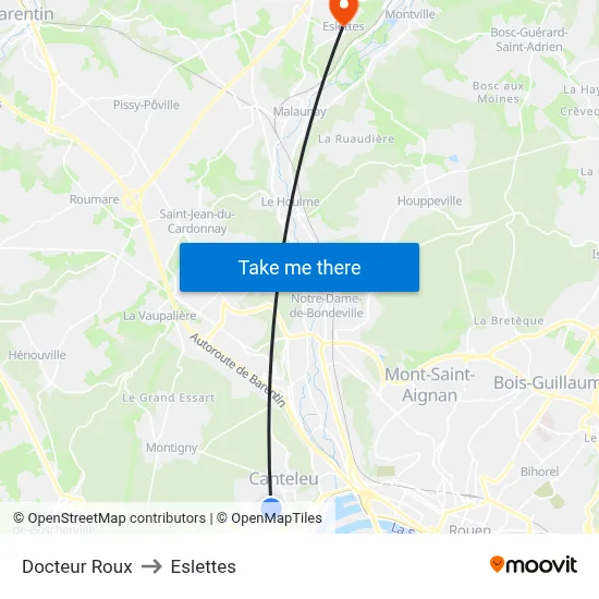 Docteur Roux to Eslettes map