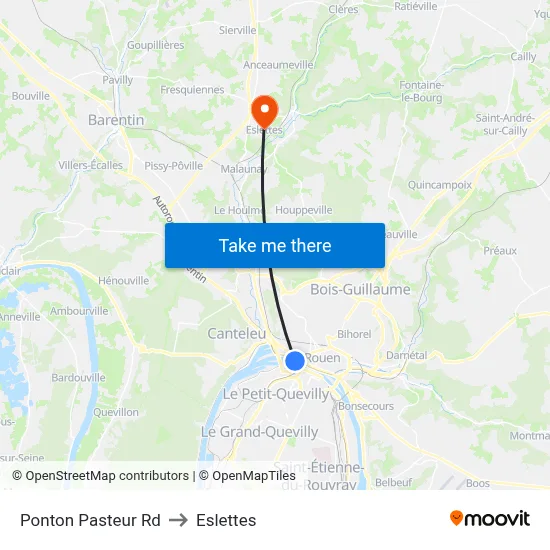 Ponton Pasteur Rd to Eslettes map