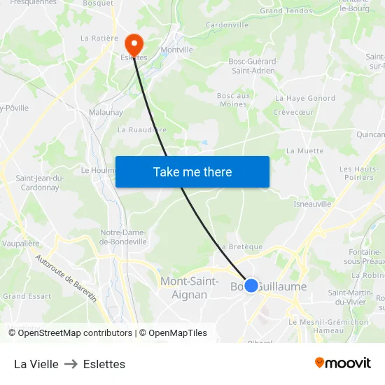 La Vielle to Eslettes map