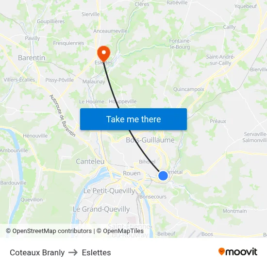 Coteaux Branly to Eslettes map