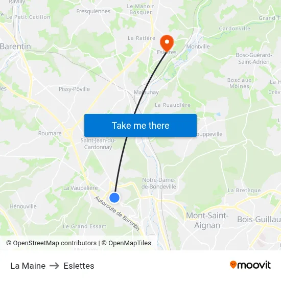 La Maine to Eslettes map
