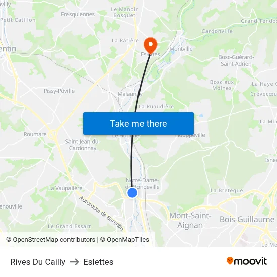 Rives Du Cailly to Eslettes map