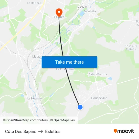 Côte Des Sapins to Eslettes map