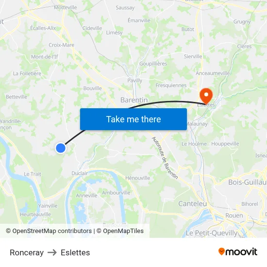 Ronceray to Eslettes map