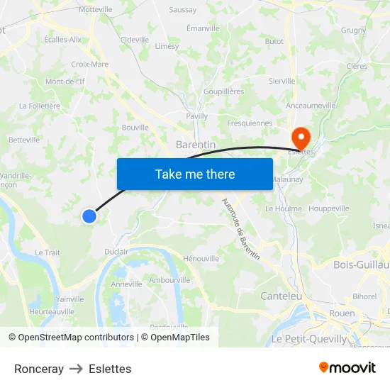 Ronceray to Eslettes map