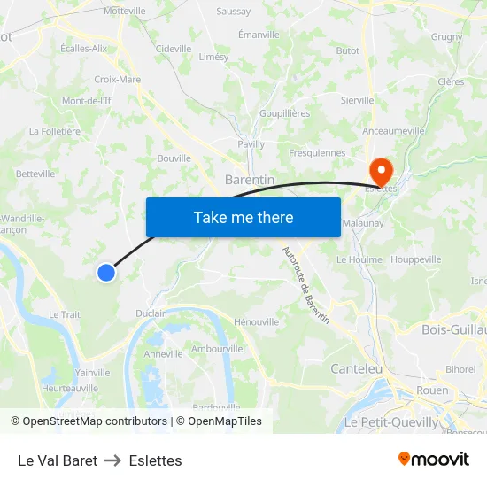 Le Val Baret to Eslettes map