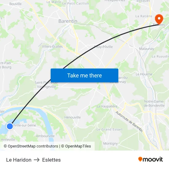Le Haridon to Eslettes map