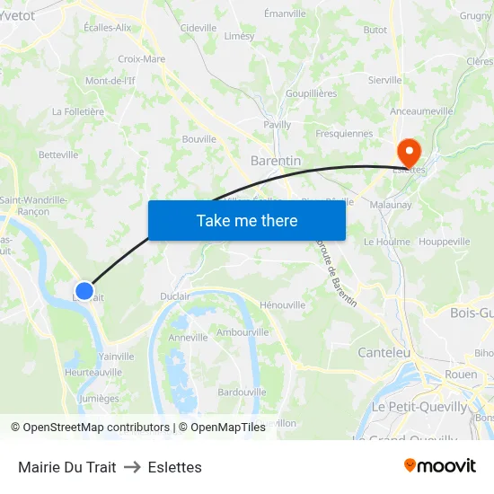 Mairie Du Trait to Eslettes map