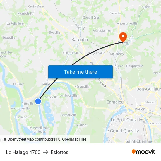 Le Halage 4700 to Eslettes map
